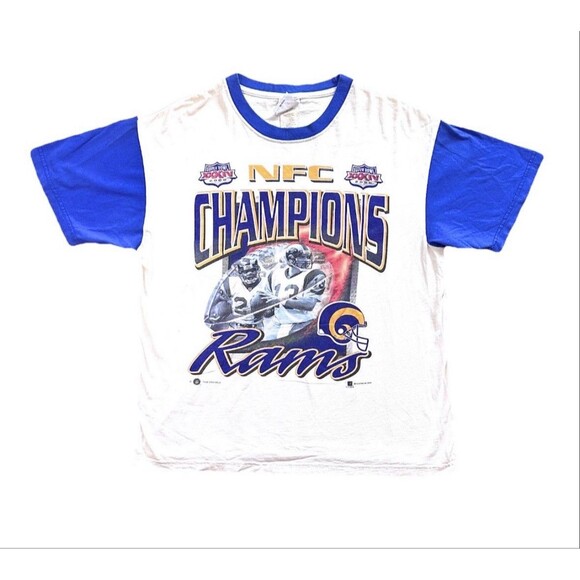 Vintage 90’s St. Louis Rams Football NFC Champions Two Toned Retro T Shirt - Picture 1 of 4